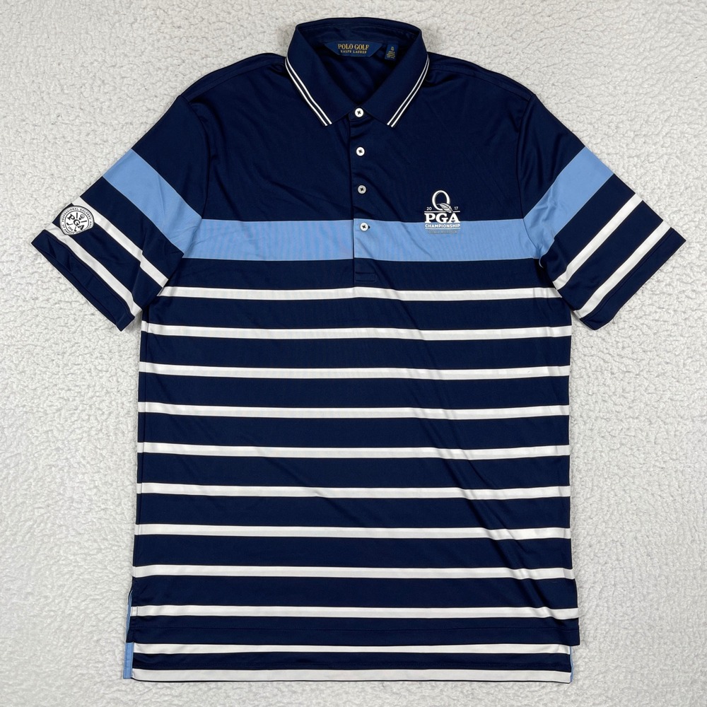 Polo Golf Ralph Lauren Polo Shirt Mens XL Navy Striped 2017 PGA Championship